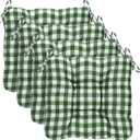 Geetery 4 Pack Chair Cushions for Dining Chairs, 16" x 15" Green and White Kitchen Chair Cushions with Ties Buffalo Plaid Soft Comfy Seat Pads for Home Office Living Room Outdoor Indoor