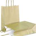 AZOWA Bronzing Gold Gift Bags Mini Kraft Paper Bags with Handles (4.7 x 2.4 x 6 in, Gold, 25 Pcs)
