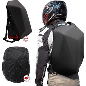 JFG RACING Motorcycle Backpack 30L,Universal Hard Shell Helmet Hardshell Riding Back Pack for Men Women-Grey Black