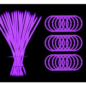 YOFOBU 300 PCS Purple Glow Sticks Bulk Glow in the Dark Bracelets and Necklaces with Connectors 8" Glowsticks Light Up Neon Party Favors for Mother's Day,Hawii Rave,Halloween Birthday Wedding
