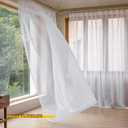 White Pinch Pleated Track Curtains 52x120 Inches Long for Living Room Bedroom Extra Long Faux Linen Semi Sheer Light Filtering with Hooks Traverse Rods 1 Panel
