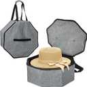 SOUJOY Hat Storage Box, 16.8 x 6.5 Foldable Hats Box with Lid, Hexagon Travel Case Clothes Storage Bin, Hat Organizer Container for Men Women Stuffed Animal Toy Clothes