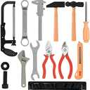 Gresdent 14 Pcs Kids Toy Tool Set Construction Party Supplies Plastic Pretend Play Accessory for Boys with Screwdrivers Pliers Axes Saws(Type A)