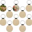 Framendino, Sublimation Blanks Keychain Linen Key Chains Transfer Rings for DIY Craft Making