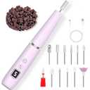 AOMEES Portable Electric Nail File, Cordless Nail Drill with Light for Acrylic, Gel Nails, 12 in 1 Personal Polish Manicure Tools with Nail Drill Bits for Salon Home Use (Lavender)