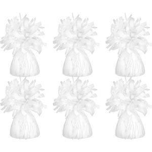 White Metallic Balloon Weights, 6-Pack Birthday Party Favors, 5.5" Inches,