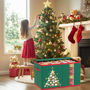 SOQSYS Christmas Ornament Storage Box Fits up to 64-3'' Ornaments Christmas Storage Containers with 4 Removable Trays Holiday Decoration Storage Box Christmas Ornament Organizer Storage Box Holder SOQSYS Christmas Ornament Storage Box Fits up to 64-3'' Ornaments Christmas Storage Containers with 4 Removable Trays Holiday Decoration Storage Box Christmas Ornament Organizer Storage Box Holder