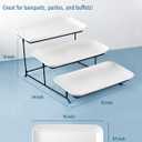 DELLING 3 Tier Serving Tray Set 16 Inch, Large Porcelain Tiered Platters with Collapsible Stand - Serving Dishes for Entertaining Dessert Table Party, Easy Assembly, White