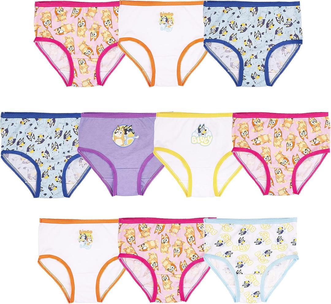 Bluey 100% Soft Combed Cotton 10-Pack Underwear, Sizes 2/3T