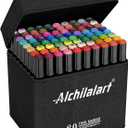 alchilalart 80-Colors Markers Set, Dual Tip Art Markers with Case, Premium Artist Pens for Adult Coloring Books, Journaling, Sketching, Manga, Card Making, Gifts for Teens & Women