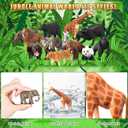 18 Pcs Jungle Animal Cake Toppers 12 Realistic Wild Forest Animals Figures 6 Artificial Palm Leaves Decor for Jungle Theme Birthday Party Favors