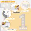 3FT Marquee Numbers, Warm White Light Up Number 1 with Display Board, Marquee Balloon Kit Decorations, DIY Pre-Cut Frames for Party, 1st Baby Birthday, Anniversary Decor, 21st Milestones
