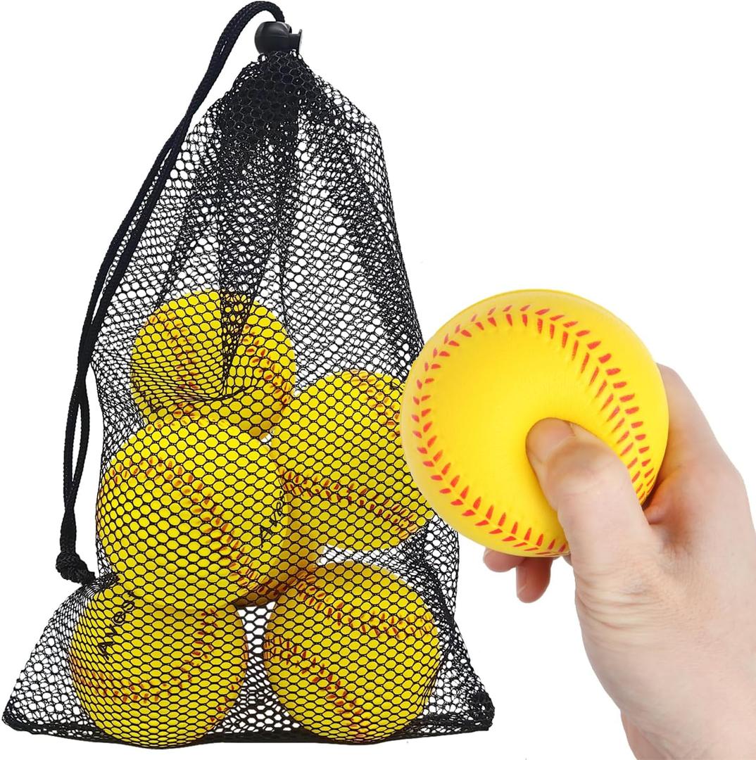 Avesfer Foam Baseballs 6-Pack - Soft Practice Baseball Training Foam Balls for Kids with Drawstring Bag, Saft for Youth Beginners Batting, Fielding, Hitting, Pitching and Throwing