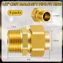 Frienda 8 pack 1/2" NPT Brass Pipe Fittings CSST Male NPT Pipe Fitting Male Threaded Hex Nipple Brass Tone Gas Connect Adapter Grill Propane Conversion Connector