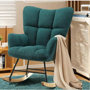 Comfy Rocking Chair Nursery Upholstered Glider Rocker w/High Backrest and Padded Seat for Relaxation in Living Room, Bedroom, Green