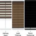 Joydeco Cordless Zebra Blinds (Pro), Dual Layer Light Control Zebra Blinds for Windows, Light-Proof Aluminum Cover, Free-Stop Roller Shades for Home & Office (Coffee, 57" W x 75" H)