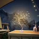 21" 108 LED Tree Lamp with USB Plug, Artificial Desktop Tree Light Featuring Warm White Lights, Light up Tree Decor for Indoor Bedrooms, Living Rooms, ChristmaSilver