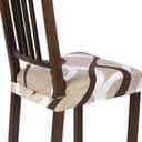SearchI Stretch Dining Chair Seat Covers Set of 6, Soft Removable Washable Seat Covers for Dining Chairs, Dining Room Seat Cover Protector (Rear-Covered, Beige) (6pcs)