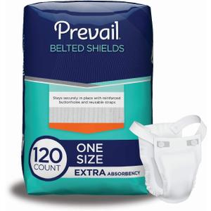 Prevail Belted Undergarment-Extra Absorbency-4 Boxes of 30(120 Total)