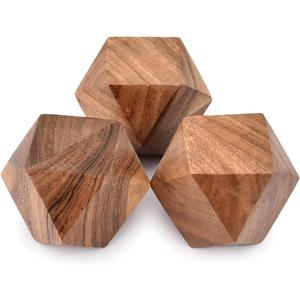 NIRMAN Acacia Wood Decorative Wood Ball for Centerpiece or Individual Use Ideal for Use in Living, Dining Room, Coffee Table Centerpiece Home Dcor (3" x 3" x 3"), (Set of 3)