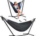 SUNCREAT 2-in-1 Hammocks Convertible Portable Double Hammock with Stand Included, Outdoor Hammock and Stand, Patented, Dark Grey