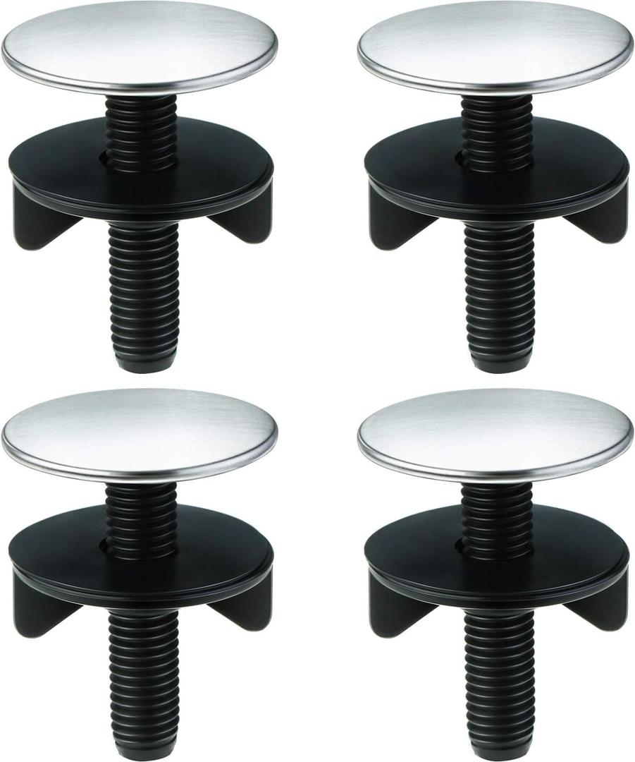 WILLBOND 4 Pieces Kitchen Sink Hole Cover Faucet Cap Kitchen Sink Tap Hole Plate Stopper Cover Blanking Metal Plug(Black,Stainless Steel)