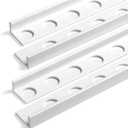 Blulu 4 Pcs Aluminum Tile Edge Trim Edging 49-1/4 in. L Shaped Metal Tile Corner Trim Protector with 90° Angle for Backsplash, Bathroom, Kitchen(White,3/8 in.)