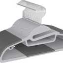 BAGAIL Plastic Hangers 50 Pack with Non-Slip Design,0.2 Inches Thick, 360Swivel Hook Space Saving Organizer for Bedroom Closet,Shirts,Pants(Grey- S Shaped)