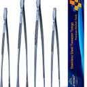 JETKONG 4 Pcs Kitchen Tweezers, 12'' and 10'' Stainless Steel Cooking Tweezers Set, High-Precision Tweezers Tongs for Cooking, Repairing, Seafood and BBQ (Blue)