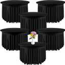 Preboun 6 Pack 4 Ft/ 48 Inch Spandex Round Tablecloths Wrinkle Free Stretchy Round Table Clothes for Table Tablecloth with Skirt for Party Wedding Home Decoration Parties Banquet (Black)