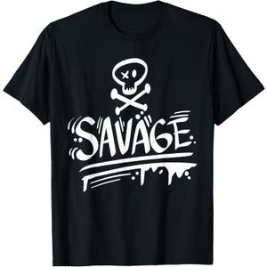 Savage Skull Print Graffiti T-Shirt T-Shirt. M Size
