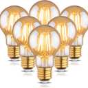 runquiz 2200k Led Light Bulb,Vintage A19 Edison Bulbs,Dimmable Amber Warm White Tone Light Bulb,Antique Led Filament Light Bulbs,Old Style Light Bulbs,40W/60W Equivalent,4 Watt/6 Watt,E26 Base
