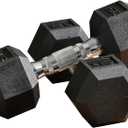 Soozier Hex Dumbbell Set of 2, Rubber Weights Exercise Fitness Dumbbell with Non-Slip Handles, Anti-roll, for Women or Men Home Gym Workout 2 x 15lbs