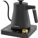 1.0L Gooseneck Electric Kettle with 1 Temperature(104-212F) Control, Expert Brew Pour-Over Coffee & Tea,4 Temp Preset,12H Keep Warm,304 Stainless Steel Interior, 1200W Fast Boiling, Matte Black
