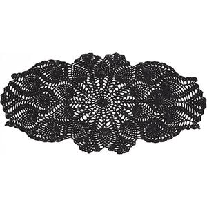 One Piece 23 x 12 Inch Oval Doilies Crochet for Dressers and End Tables Crafts Disposable Small Halloween Valentines Doilies Cloth Lace Placemats Coasters Black Cotton Vintage Tablecloth (Black)