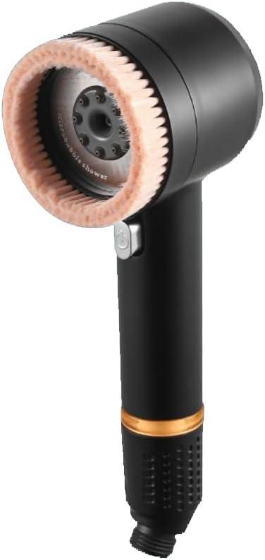 AquaCare 4-mode showerhead, water softener bead - anti-clogging nozzles, built-in power wash to clean bathtubs tiles and pets (black)