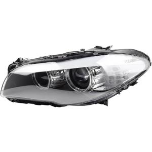 Dasbecan HID/Xenon W/O AFS Headlight Compatible With 2011-2013 BMW 5 Series 528i 535i 550i Left Driver Side Housing Chrome Clear Headlight Assembly Replaces# 63117203244