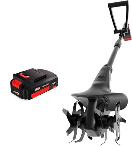 MZK 20V Cordless Tiller Cultivator with Steel Tines,8-inch Wide Battery Powered Garden Cultivator, 360RPM Electric Mini Tiller for Lawn/Gardening/Soil Cultivation(2AH Battery NOT Included)