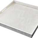 35 * 35 inches Leather Rectangle Serving Tray with Hole Handles,High-End Light Large Service Tray for Ottoman Tray, Tea, Food, Butler - Countertop, Kitchen,Family Dinner, Picnic(White)