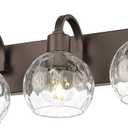 Emliviar 3-Light Bathroom Light Fixtures Over Mirror for Living Room, Hallway, Farmhouse Oil Rubbed Bronze Vanity Light with Water Grain Globe Glass, YCE237BG-3W ORB
