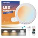 wowatt Battery Operated Ceiling Light Rechargeable Ceiling Lights with Remote Wireless Shower Lighting 3000K 4500K 6500K 7.48in Dimmable Timing Overhead Light for Closet Shower Living Room