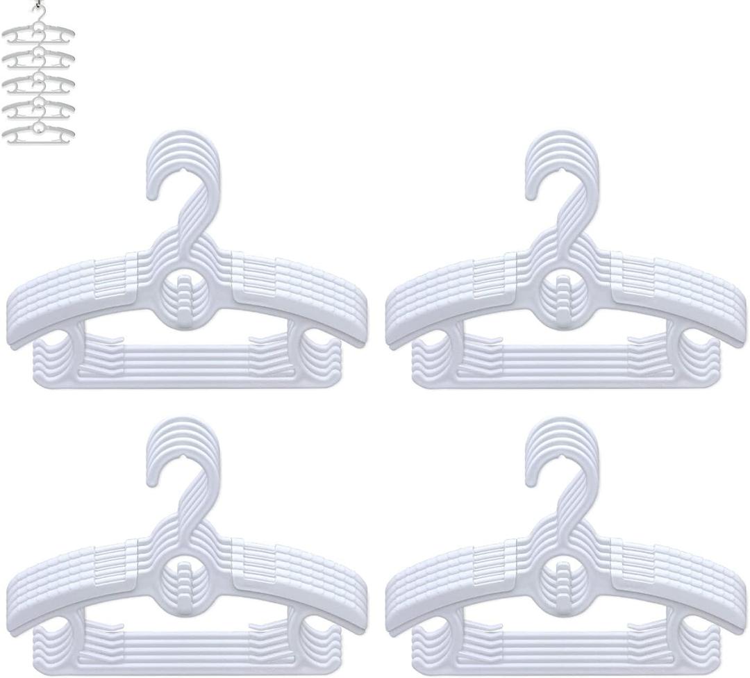 Baby Hangers 20 Pieces 11-14 Retractable Non-Slip Adjustable Multifunctional Children's Hanger, Children Coat Hanger for Clothes, Toddler Kids Child (White)