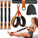 Upgraded Adjustable Pedal Resistance Band with Handles, 3-Tube 30Lb Multifunction Resistance Band for Women, Sit Up Fitness Equipment for Abdomen, Waist, Arm, Core/Abs, Leg 