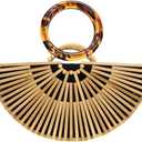 VAKAER Women Bamboo Purse Summer Beach Tote Bags Handmade Handbag with Inner bag (Large)