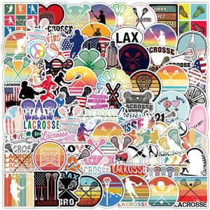 100 Pcs Sports Ball Stickers - Waterproof Removable Vinyl Stickers with Assorted Ball Designs - Suitable for Water Bottles, Laptops, Helmets, and Phone Cases (Lacrosse Stickers)