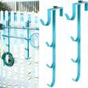 2Sets Blue Four Pool Pole Hooks Hangers, Adjustable Heavy Duty 4 Fence Hooks for Pool Poles Equipment, Pool Tool Holder for Telescopic Poles Skimmers Vacuum Hose Nets Brushes Swimming Pool Accessories