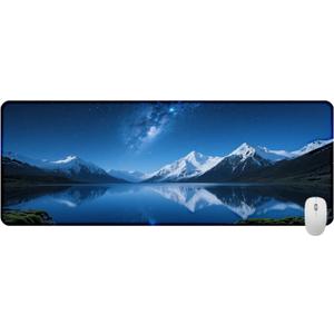 Large Mouse Pad 31.5x11.8 Inch, XXL Gaming Desk Mat with Non-Slip Rubber Base, Natural Scenery Design Mouse Pads for Desktop, Computer, Office & Home Use - Fits Keyboard and Laptop (Starry Mountain)