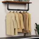 Wall Mounted Clothes Rack 24in, Industrial Pipe Wall Mount Clothing Rack, Heavy Duty Iron Garment Racks, Space Saver Multi-purpose Hanging Rod for Laundry Room, Closet Storage, 2 Packs