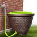 Garden Hose Holder Pot, Decorative Wicker Hose Holder, Water Hose Storage for Outside/Garage, Hose Box Fits 100-400 FT Hoses with 5 Drain Holes, Large Capacity & Assembly Required, Java