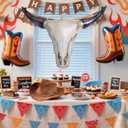 AFZMON 6 Pack Western Party Decorations Longhorn Cowboy Balloons - 21x28 Inch Western Foil Decor for Last Rodeo Bachelorette Party